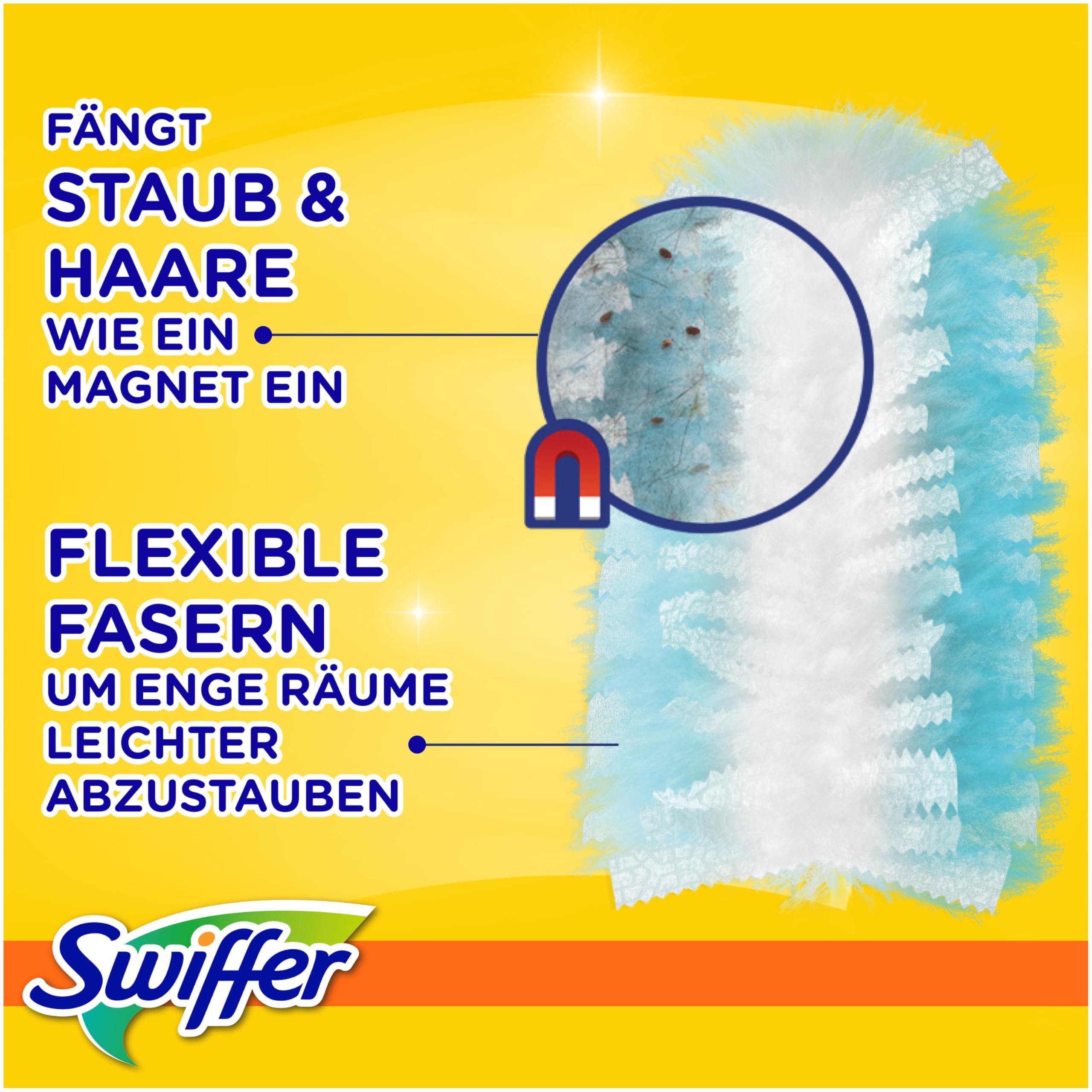 Swiffer Staubmagnet Nachfüllpackung, 54 Tücher (3×18), Fängt Und Schließt 3-mal Mehr Staub Und Haare Ein Als Herkömmliche Staubwedel