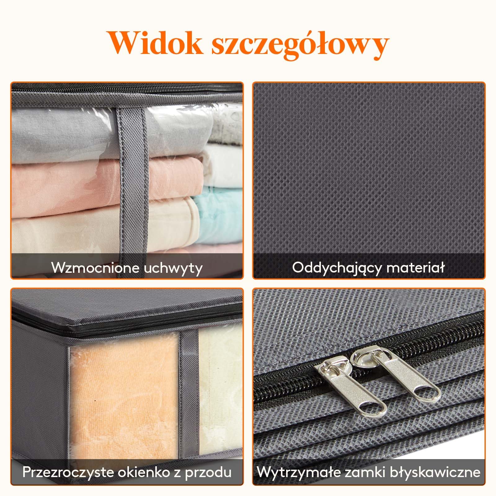 Lifewit Pojemniki Do Przechowywania Pod Łóżkiem 3 sztuki, Składane Torby Do Przechowywania Odzieży Z Przezroczystym Oknem, Organizatorami Szafy I Przechowywaniem Dla Ręczników, Ubrań, Koców, Szary