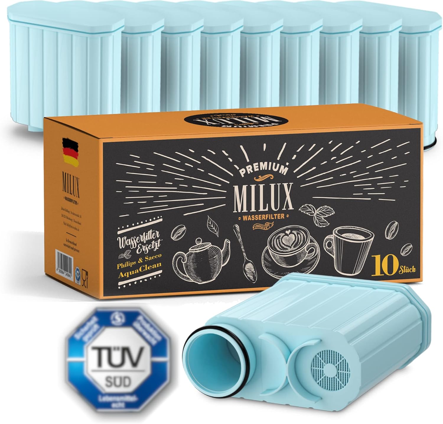 [10x] Wasserfilter für Philips & Saeco AquaClean TÜV ZERTIFIZIERT