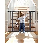Babelio Baby Gate, 29-43 Auto-Close Easy Install Pet Gate, PressGuard P7 Extra Wide Walk Thru Child Safety Gate, 30 Tall Pressure-Mounted Metal Dog Gate for Doorways & Stairs, Black