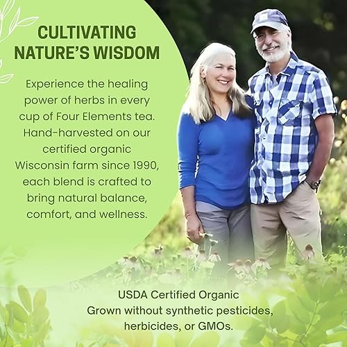 Vista 7 de Four Elements 4E Té Minus Sinus, mezclado deliciosamente con menta verde, gordolobo y tomillo, certificado orgánico y un té de hierbas sin cafeína a