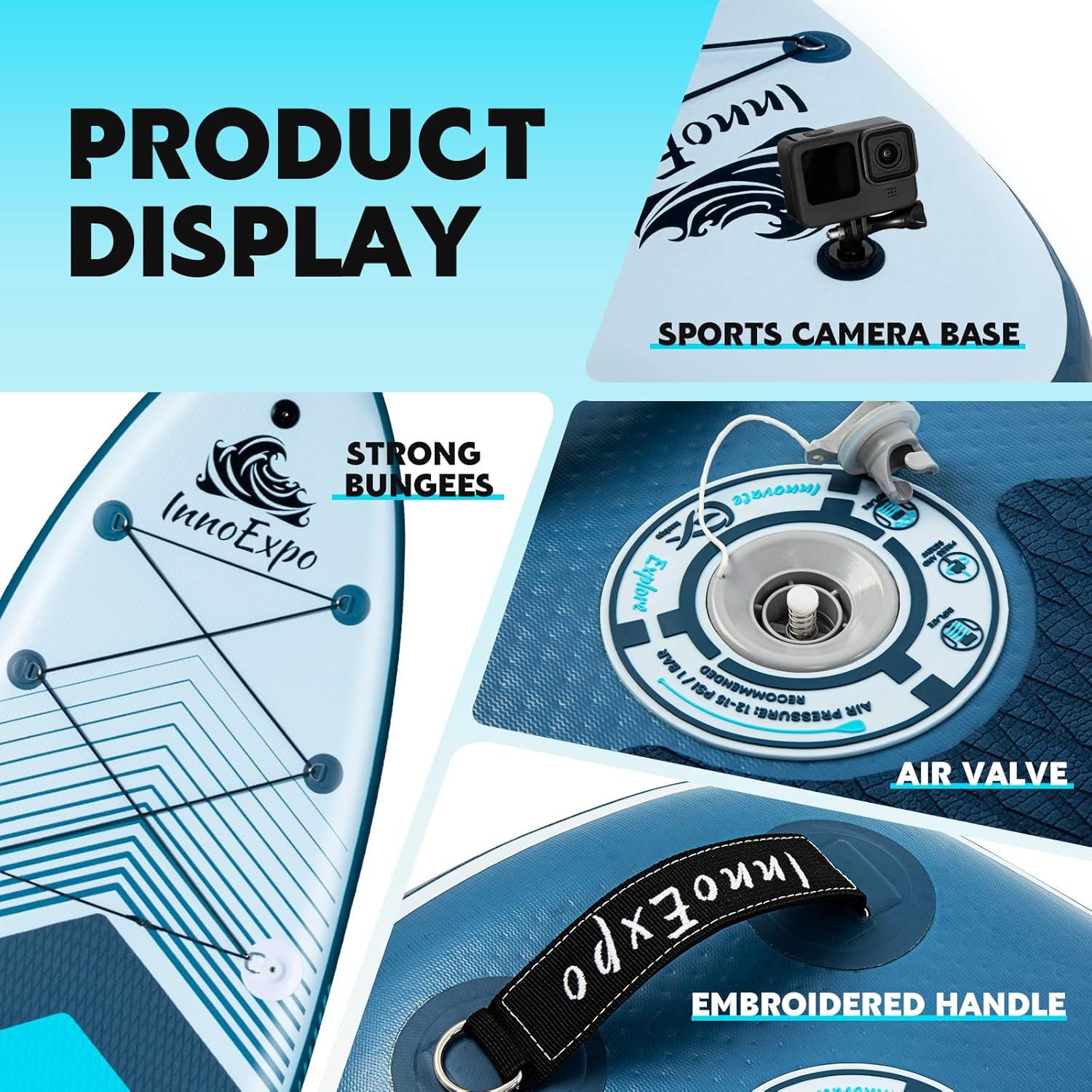 InnoExpo Inflatable Stand Up Paddle Boards with Premium Accessories, Wide Stable SUP Paddle Board Design, Non-Slip Comfort Deck for Youth & Adults - Image 5