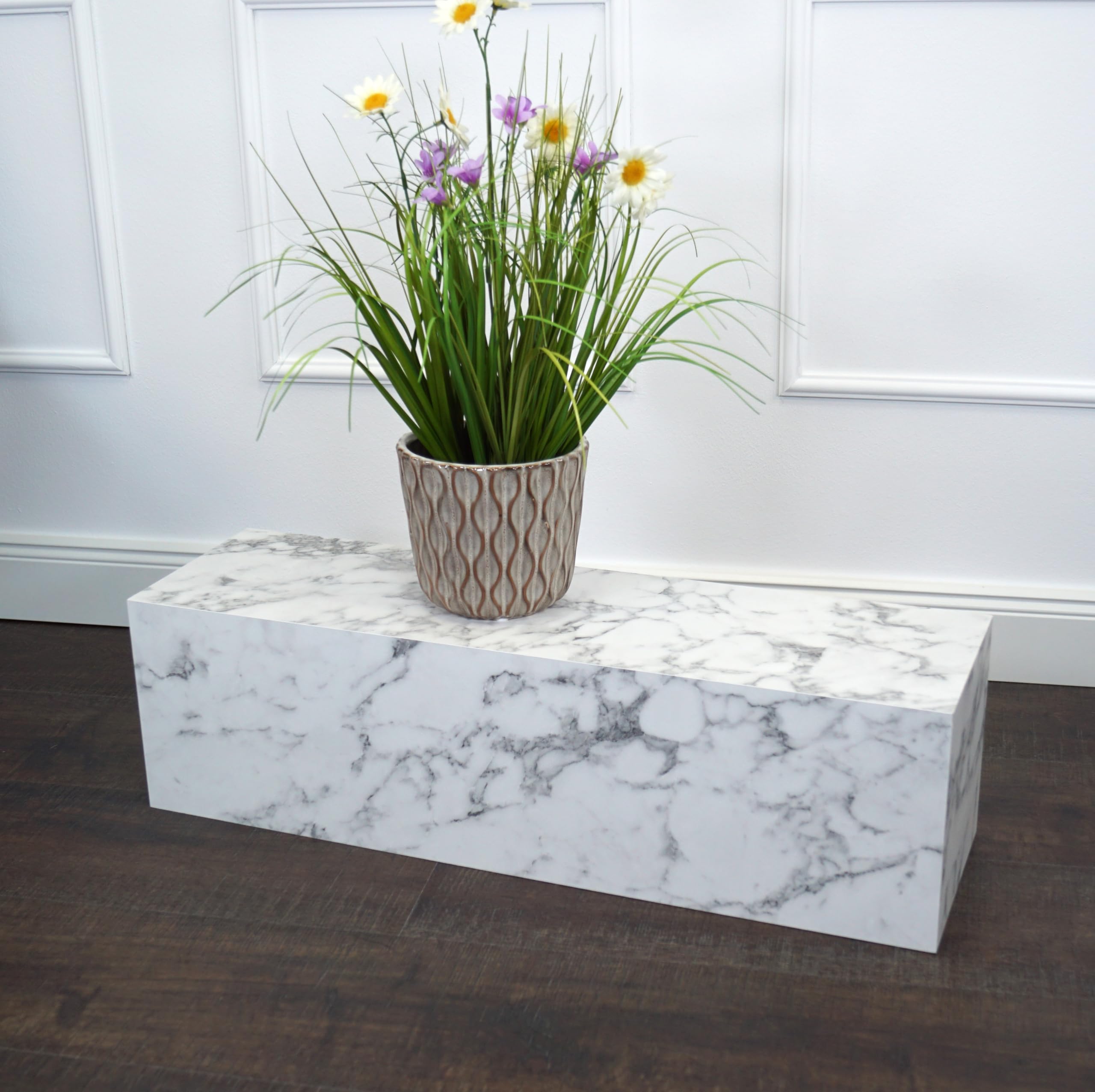 Pilastro per fiori, Colonna, Colonna decorativa, Piedistallo, Ilja, Marmo Bianco, 20 x 20 x 90 cm
