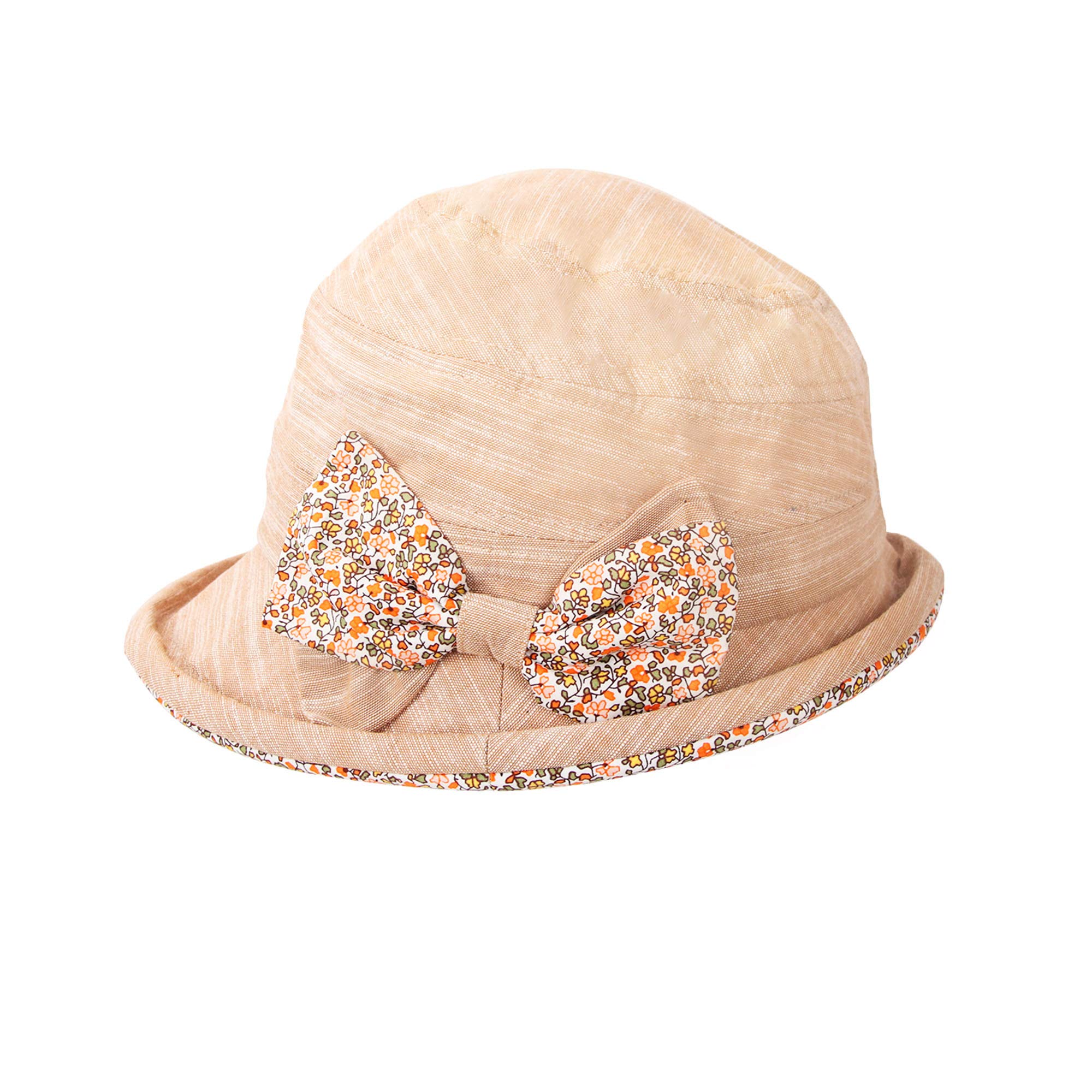 Foldable Floral Bucket Hat Rolled Brim with Bowknot 100% Cotton UPF 50+ CACUSS Women main image 2