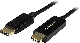 StarTech.com 6ft (2m) DisplayPort to HDMI Cable - 4K 30Hz - DisplayPort to HDMI Adapter Cable - DP 1.2 to HDMI Monitor Cable Converter - Latching DP Connector - Passive DP to HDMI Cord (DP2HDMM2MB)