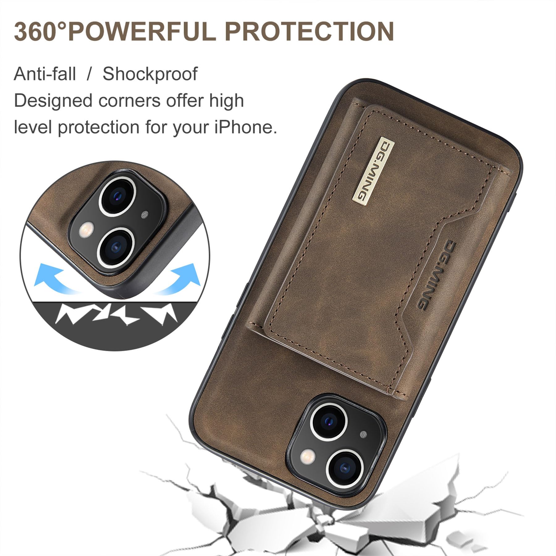 Custodia per iPhone 15 Pro, con cerniera, portafoglio Custodia flip in Finto cuoio con tasche per carte, supporto e passante verde menta