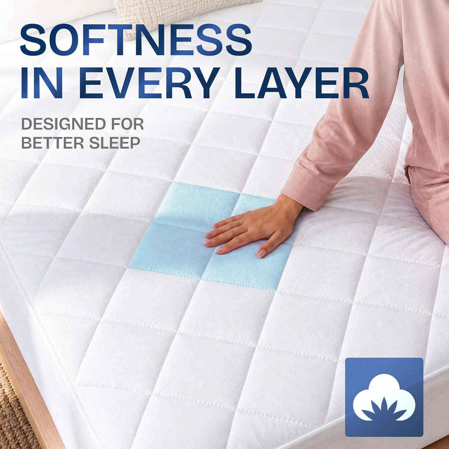 Beddora Waterproof Mattress Protector Queen Size, Breathable Quilted Mattress Cover – Proof Mattress Pad, Soft & Noiseless Fitted Sheet Stretches up to 16 Inches Deep, Mattress Topper (White)