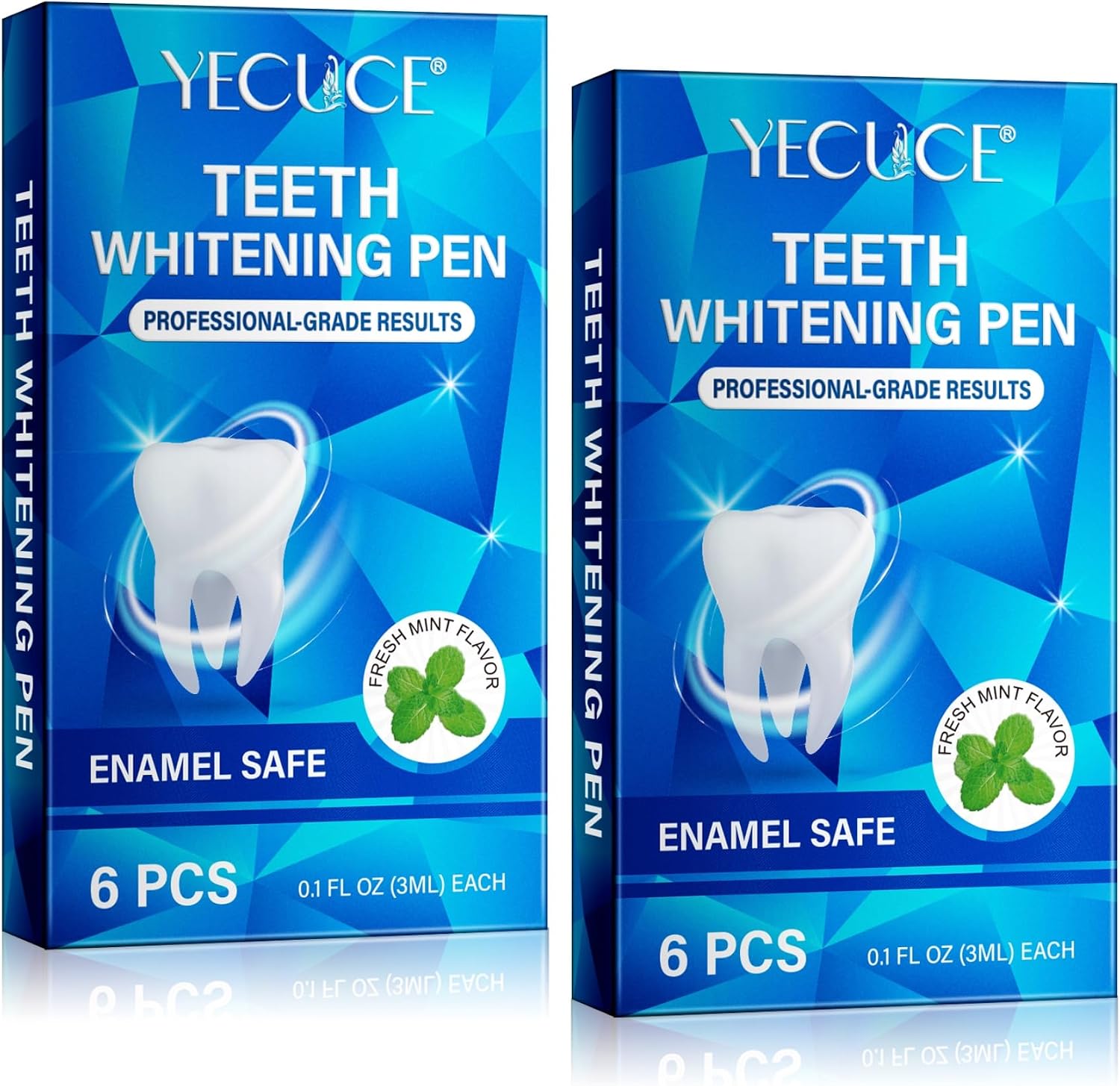 P-Beauty Set of 2 Teeth Whitening Gel Pens - Quick Whitening White Teeth in Mints with Mint Flavour - Whitening Pen Tooth Gel - Gentle on Enamel Pain-Free - Teeth Whitening Pen Home 12 x 3 ml
