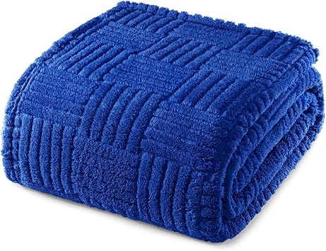 Whale Flotilla Lightweight Fleece King Size Blanket for Bed, Fuzzy Soft Blankets with Decorative Jacquard Pattern for All Season, Cozy and Fluffy, 90x104 Inch, Blue