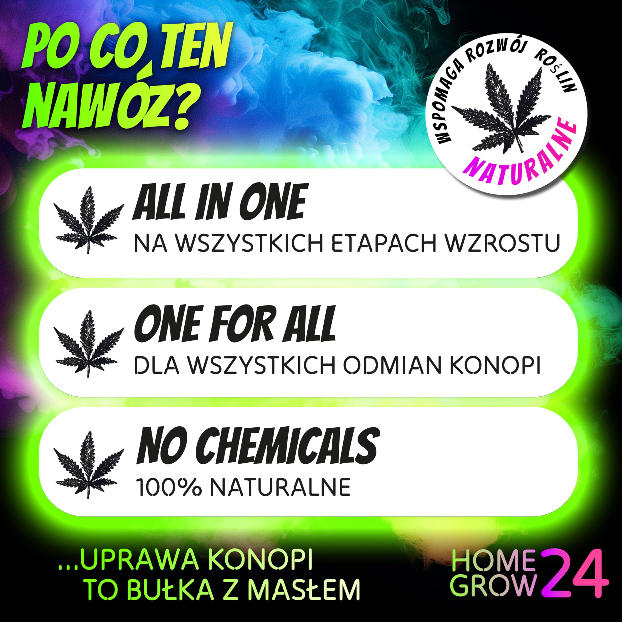 Homegrow24 Nawóz do Konopi w Uprawie Wewnętrznej i Zewnętrznej dla Roślin Konopi w Fazie Wzrostu i Kwitnienia BIOlogical Organic Grow & Bloom Hemp Fertiliser I Zestaw Startowy
