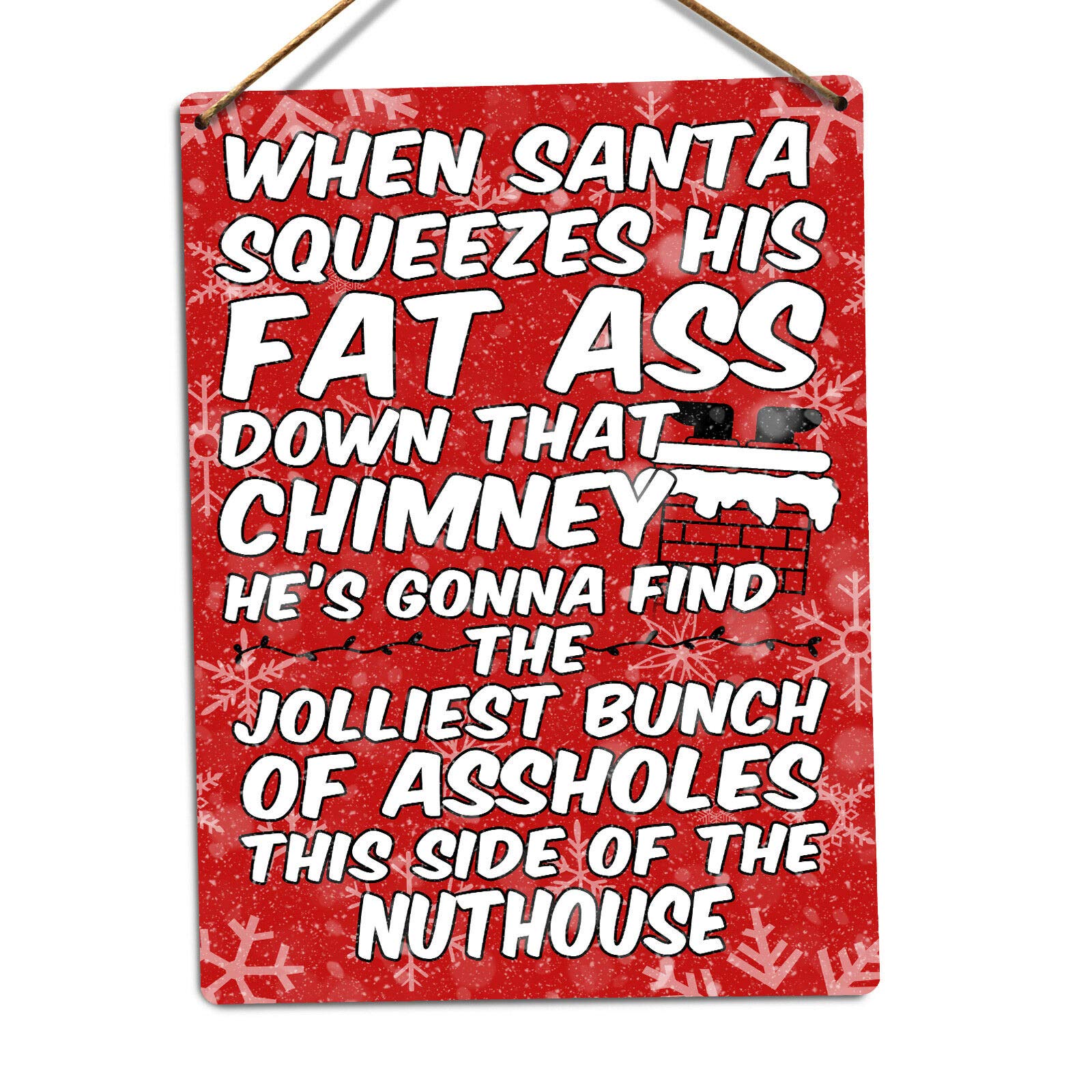 Bioprocess Santa Chimney Squeeze | Metal Wall Sign Plaque Art | Clark Grizwald Xmas Tin Sign 8X12 Inch