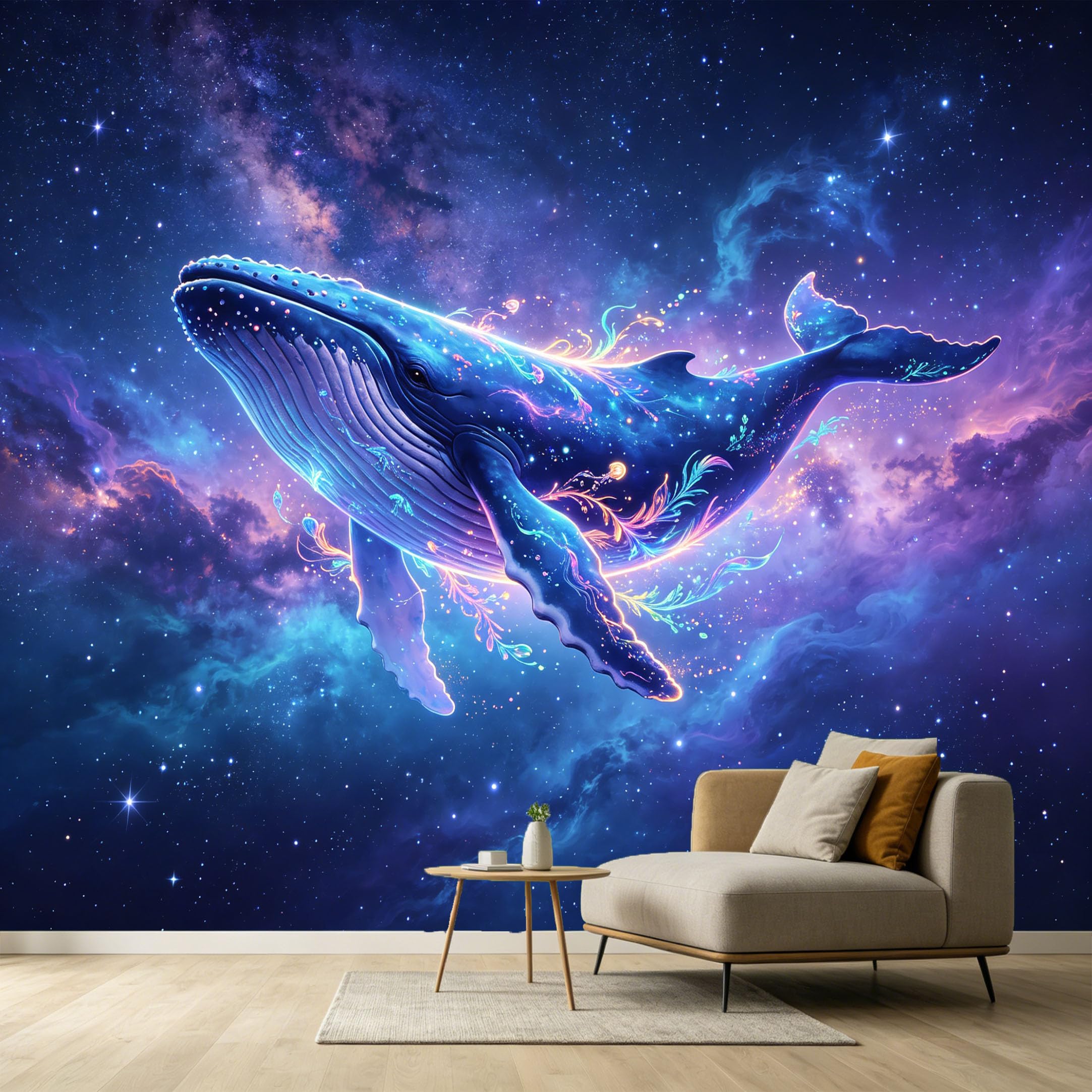 Custom Size Wall Murals Galaxy Whale Abstract Cosmic Ocean Marine Space Nebula Starry Sky SelfAdhesive Wall Fabric Removable Large Wallpaper for Photo Living Room