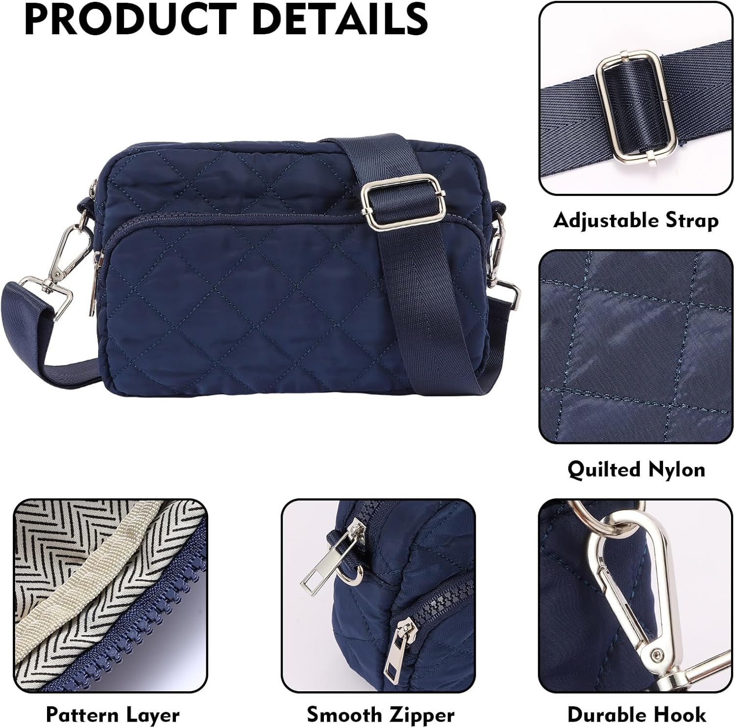 Crossbody Bags for Women Quilted Puffer Small Crossbody Puffy Purses Shoulder Handbag Crossbody Bag for Women Travel - Image 5