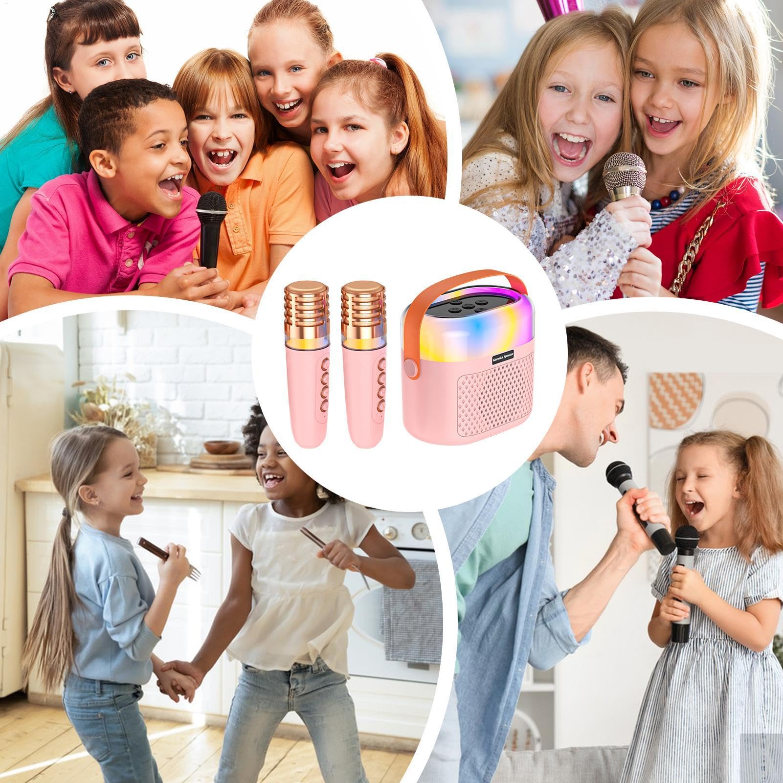 Przeno? maszyna do karaoke, karaoke dla dzieci - 1200mAh ?piewaj?ca maszyna do karaoke dla dzieci | 2 mikrofony bezprzewodowe, g?o?nik do karaoke, domowy system karaoke ?wi?teczne Halloween