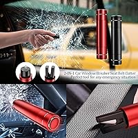 Vista 2 de Herramienta para romper ventanas automotriz, cortador de cinturón de seguridad y rompedor de vidrio de automóvil 2 en 1, herramienta de escape