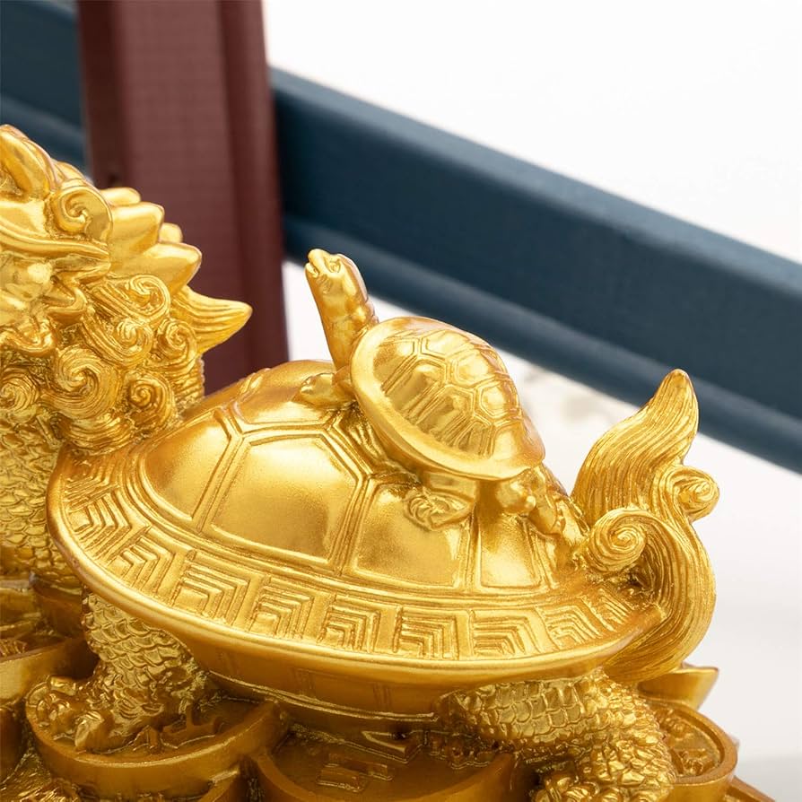 Amazon.com: ZenBless Feng Shui 樹脂龍龜附小龜雕像居家裝飾