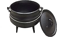 Vista 1 de Cuisiland Olla de caldero Potjie de hierro fundido de 8.5 cuartos con tapa y 3 patas, olla pre-sazonada estilo sudafricano para cocinar al aire