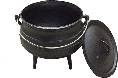 Miniatura 2 de Cuisiland Olla de caldero Potjie de hierro fundido de 8.5 cuartos con tapa y 3 patas, olla pre-sazonada estilo sudafricano para cocinar al aire