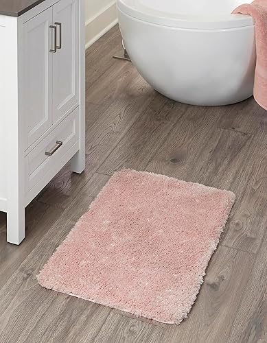 Unique Loom Bano Luxe Bath Mat Collection - Alfombra de lujo (1 pies 8 pulgadas x 2 pies 7 pulgadas, rectangular, algodón rosa azúcar)