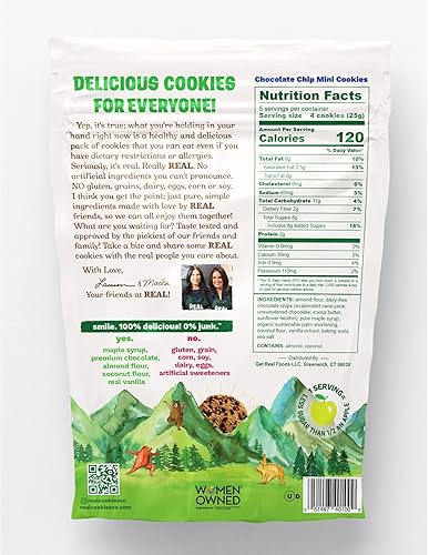 Miniatura 2 de REAL Mini galletas con chispas de chocolate, galletas horneadas semisuaves sin gluten, sin lácteos, veganas, kosher, paleo, deliciosas mini galletas