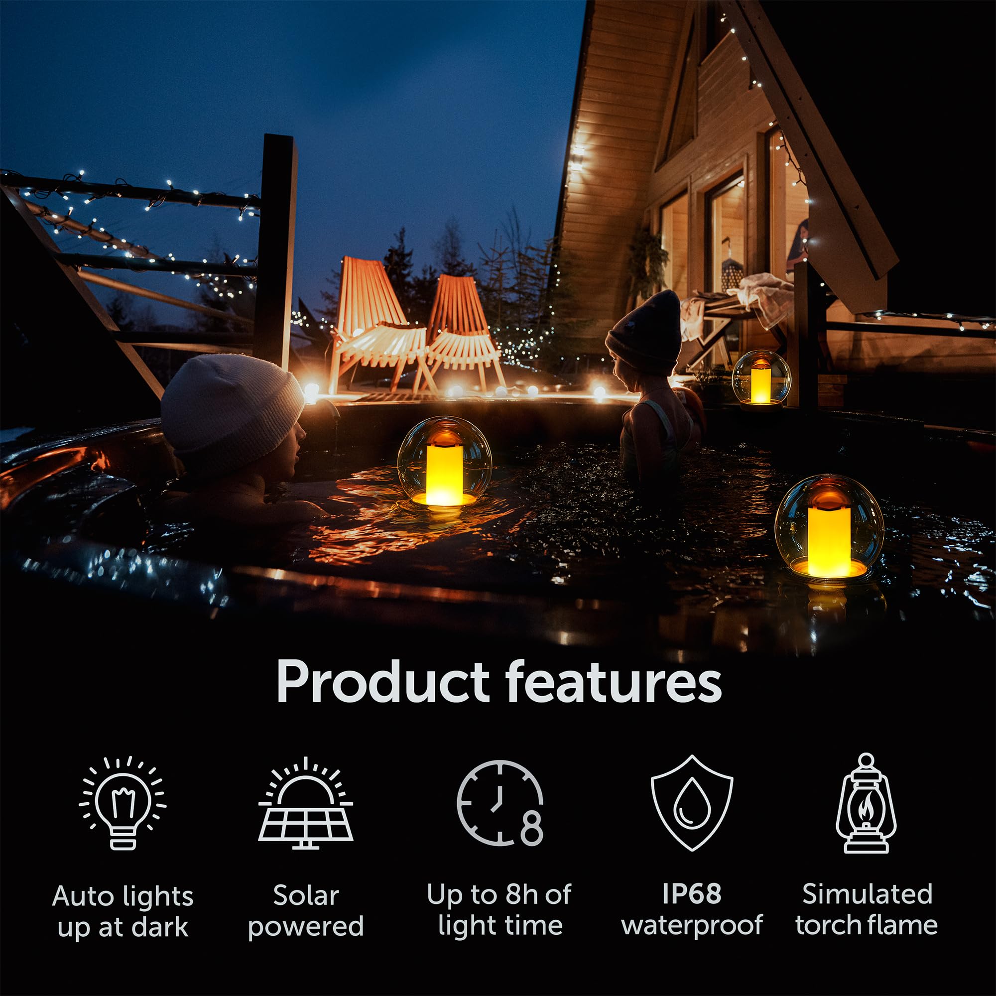 VISOFO Solar Floating Pool Lights for Swimming Pool, Clear With Warm Shimmer - Image 4