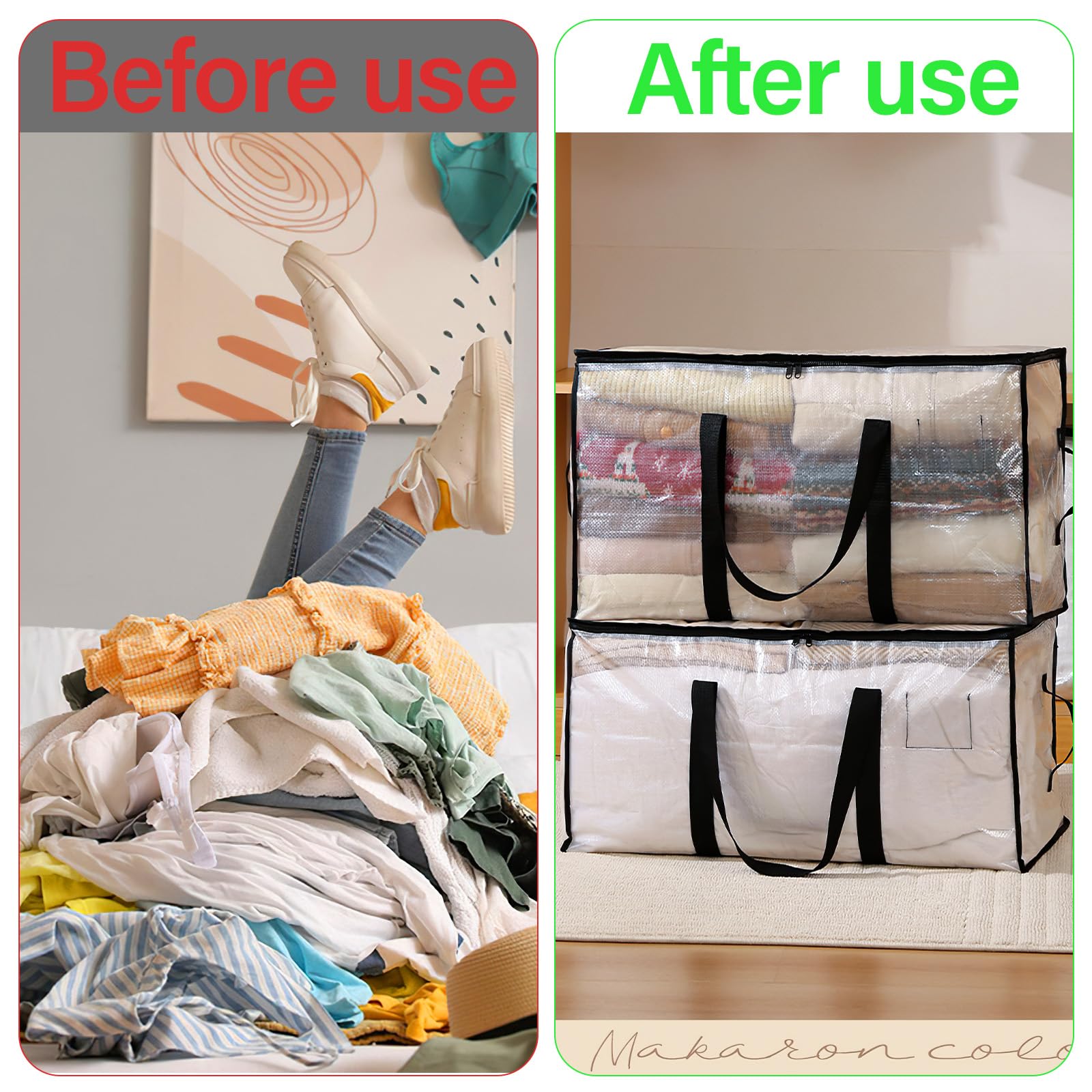 3er Set Transparente Aufbewahrungstaschen 40L - Was Produktbild-Vorschau 4