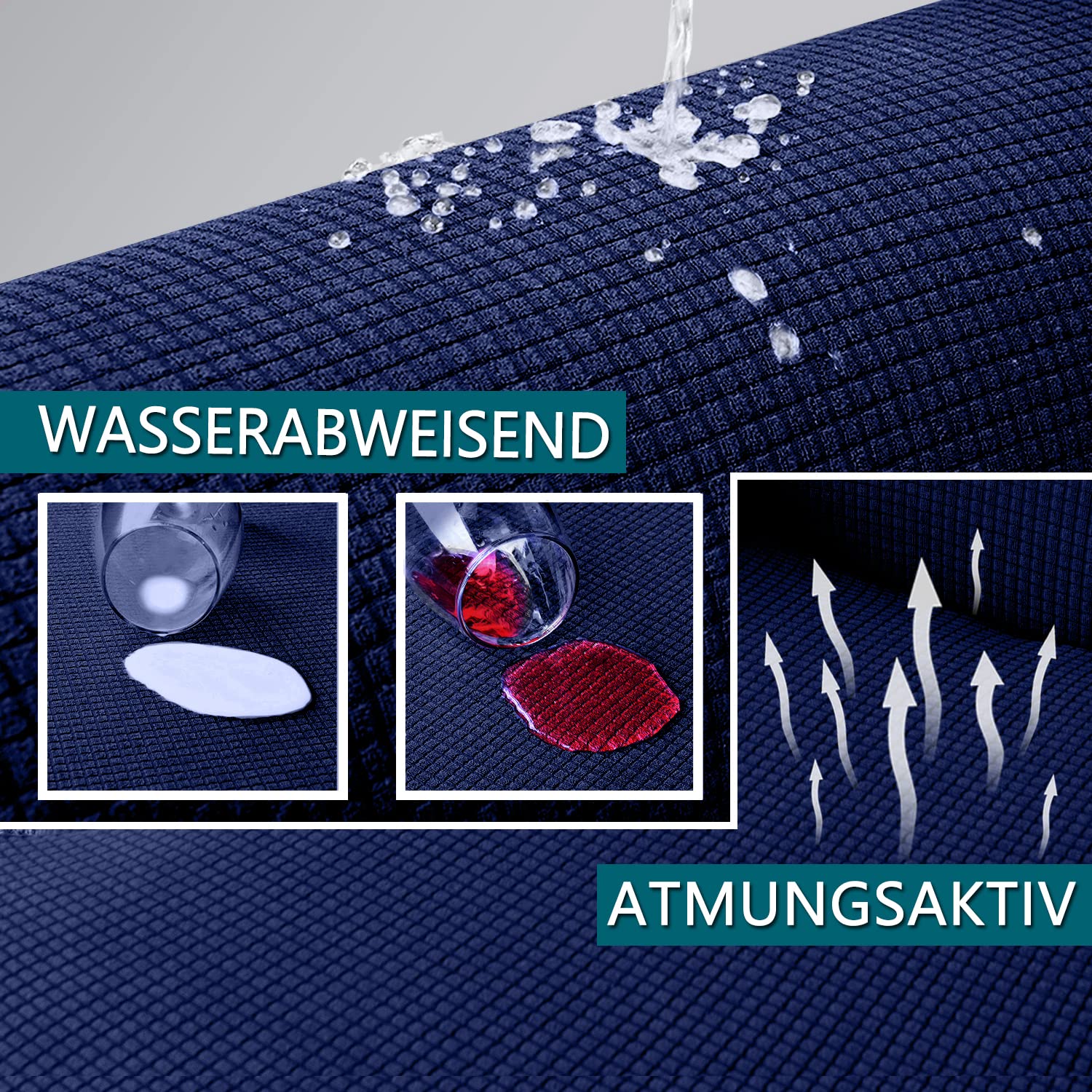 Granbest Copricuscino Elasticizzato Idrorepellente Per Divano O Poltrona - Tessuto Jacquard, Protezione Antimacchia, Grigio