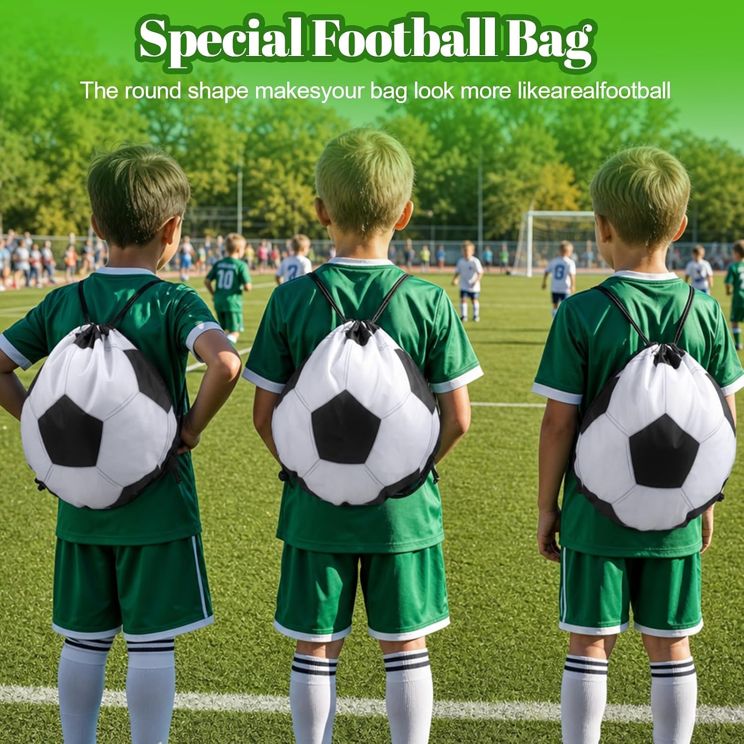 MAQUITA 20 Pcs Football Drawstring Bag Packs - Football Goodie Bags for Sports Party Favors, Soccer Drawstring Bag with Durable Polyester Material, 11 Inch Diameter for Treats and Supplies