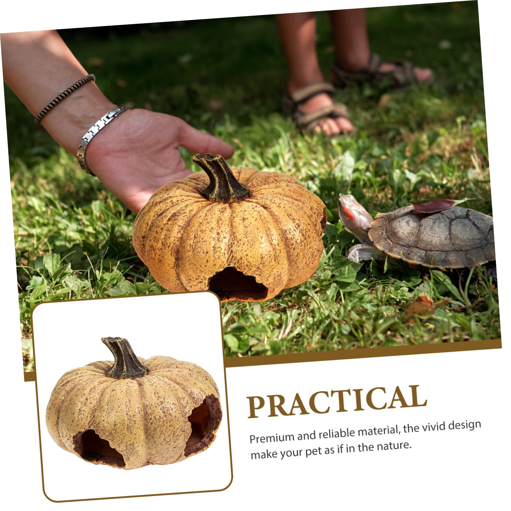 HANABASS 2pezzi Decorativa Casa Per Rettili Premium Nascondiglio Forma Di Zucca Per Terrario Accessori Per Rettili Design Realistico e Resistente All Usura Gioco e Rifugio Per Crawler