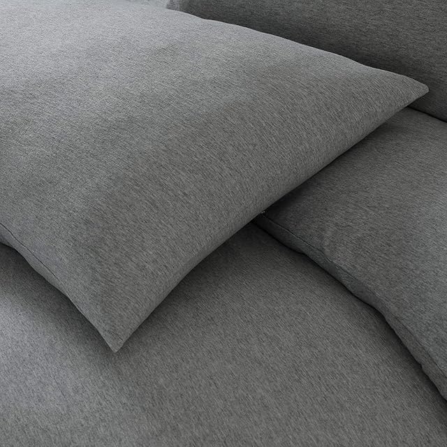 Sleepdown Jersey Melange Housewife Pillowcase Warm Cosy Comfortable Easy Care Plain Yarn Dyed Bedding Bed Linen Pillow Cover - Grey