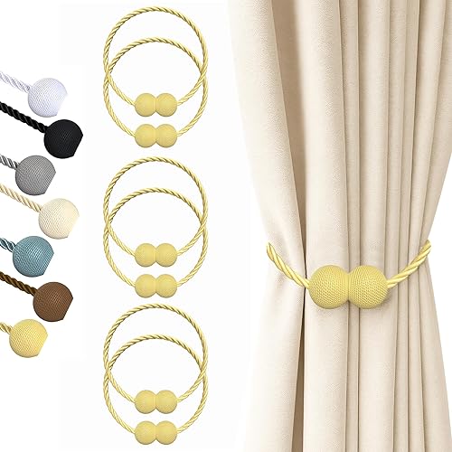 Miniatura 54 de Hion Alzapaños magnéticos para cortina, 2 piezas, abrazaderas de cortina, hebillas, soportes de ganchos para el hogar, al aire libre, dormitorio