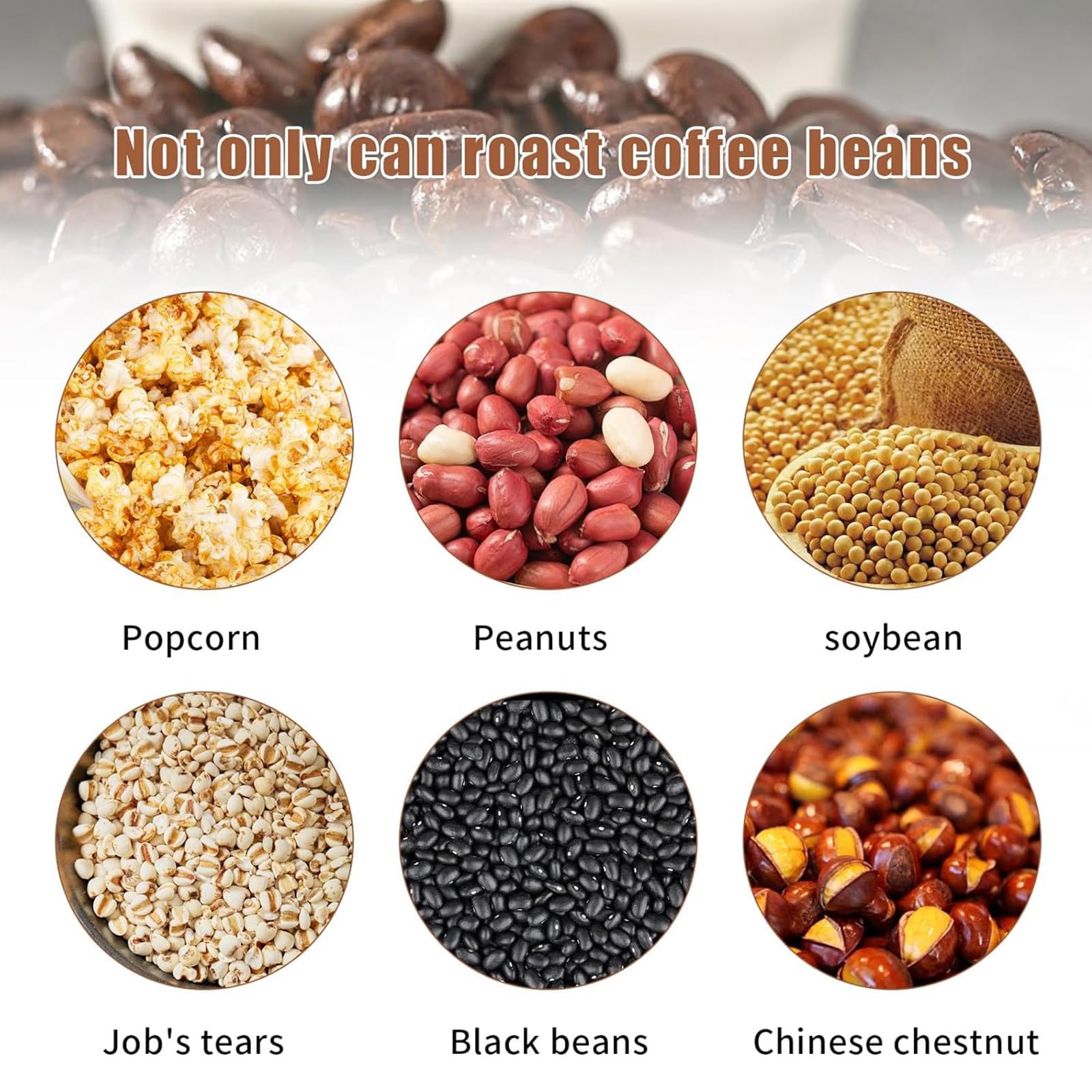 Elektrische Nussröstmaschine, Haushaltskaffeebohnenröster, Backmenge 300-350g, Multifunktionsbackmaschine zum Backen von Popcorn, Rohbohnen, Tee, Erdnüssen, Sesam,