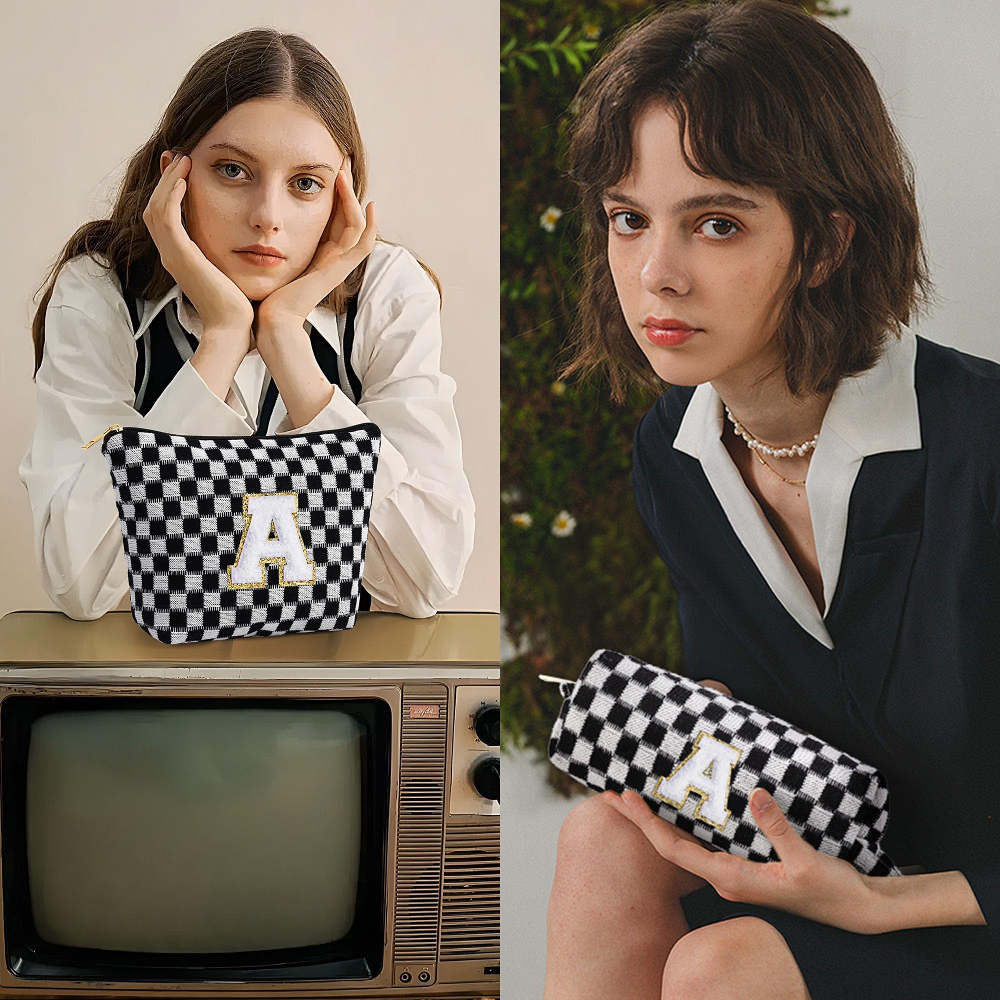 YOOLIFE Bridesmaid Gifts - Maid of Honor Gifts, Bridesmaid Proposal Gifts Wedding Day, Bridal Shower Gifts, Bride To Be Gifts, Bachelorette Party Gift for Bride, Initial Makeup Bags for Women Black J