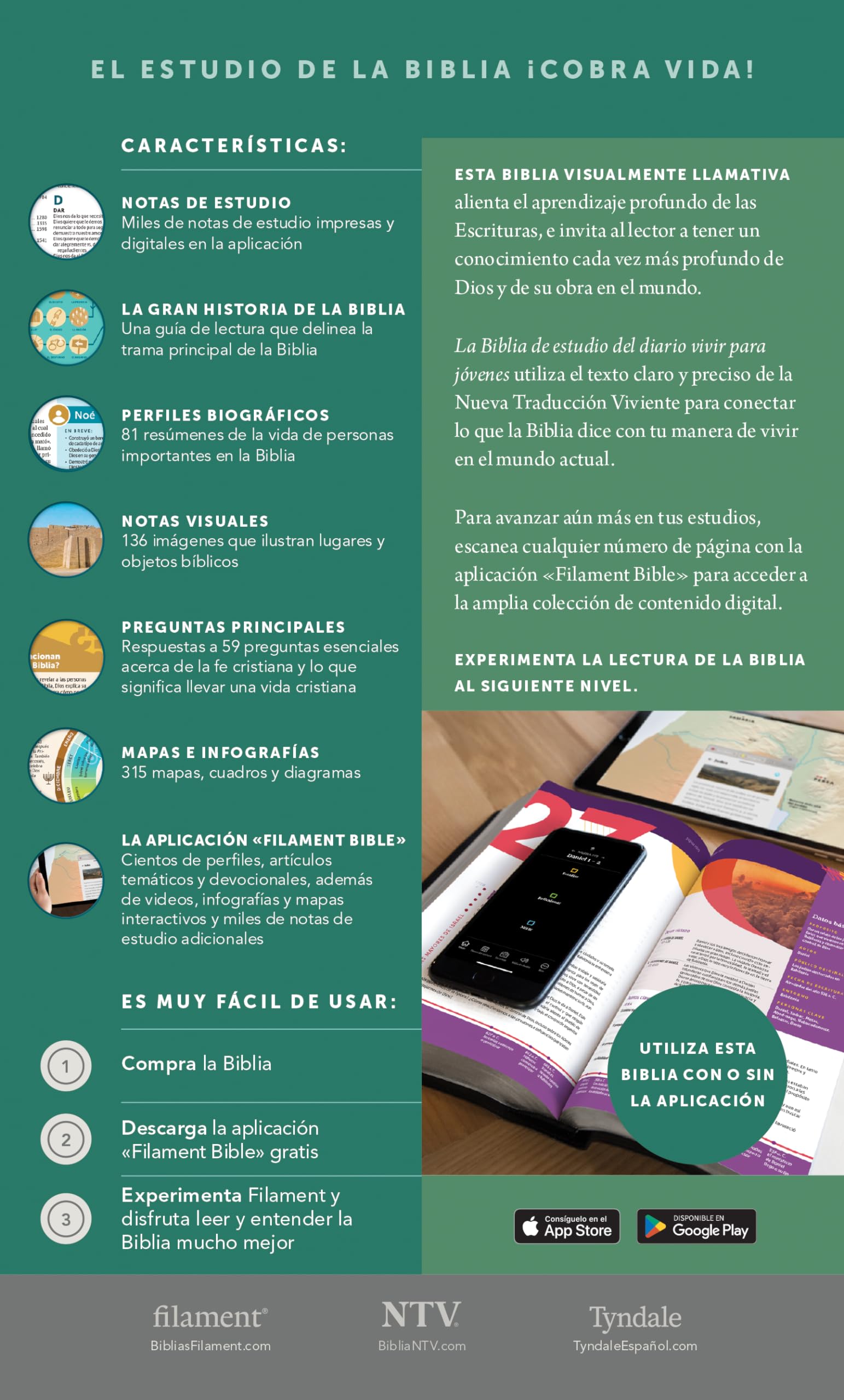 Biblia de Estudio del Diario Vivir Para Jovenes Ntv (Sentipiel, Rosa Pastel, Indice, Letra Roja, Habilitada Para Filament): Biblia de estudio del ... Pink, Indexed, Red Letter, With ribbon marker