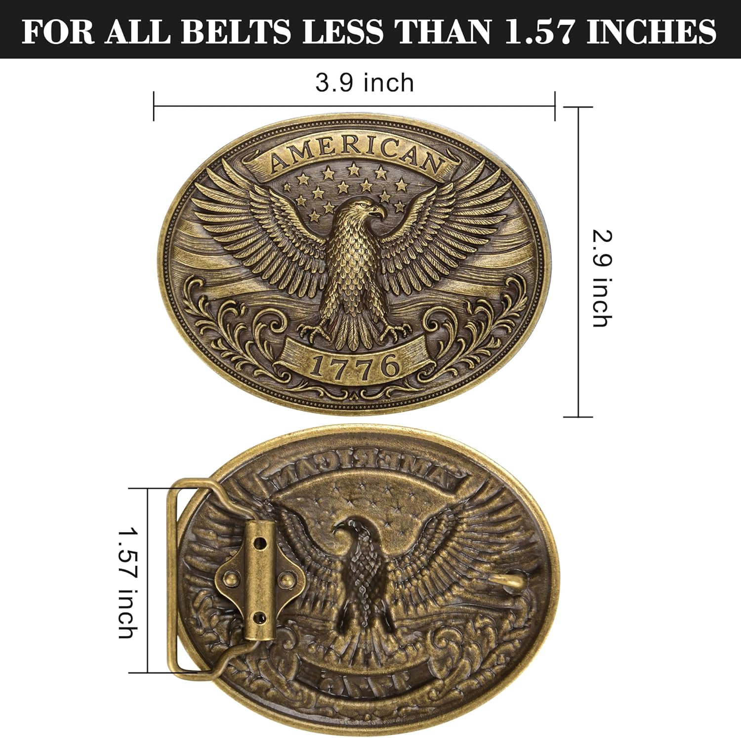 Superkred Western Belt Buckles for Men - Eagle American Flag Belts Buckles for Women | Cowboy Belt Buckle - Image 3