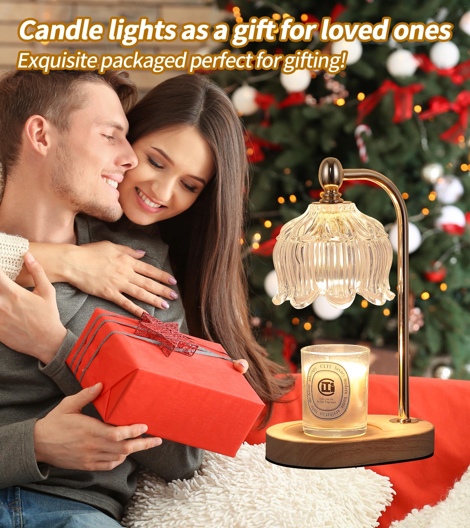 MEIXISUE Candle Warmer Lamp with Timer and Dimmer,Electric Gold Light Gifts for Women Melt Wax Warmer Lamp with 2 Bulbs for Candle Jars House Warming New Home Decor Bedroom