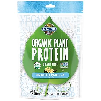 Garden of Life Organic Plant Protein Vanilla Powder, 10 Servings | Probiotics & Enzymes - Plant Based Powder, Amino Acids, Non-GMO, Grain-Free, Gluten-Free, Vegan