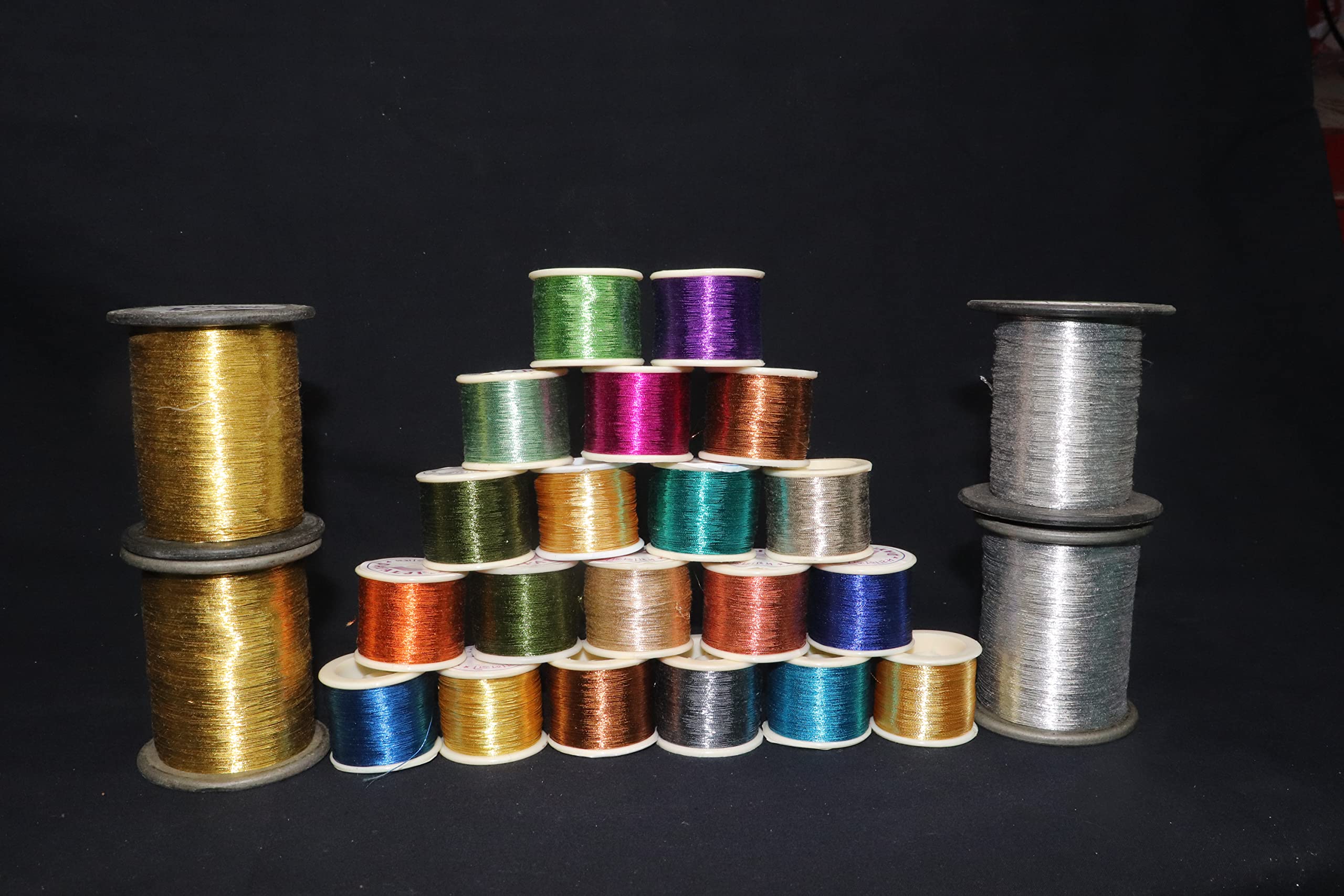 Multi Color zari Thread 20 ,a-1 Big Gold,Silver zari Thread Pack of 4 Money Saver kit-image-47