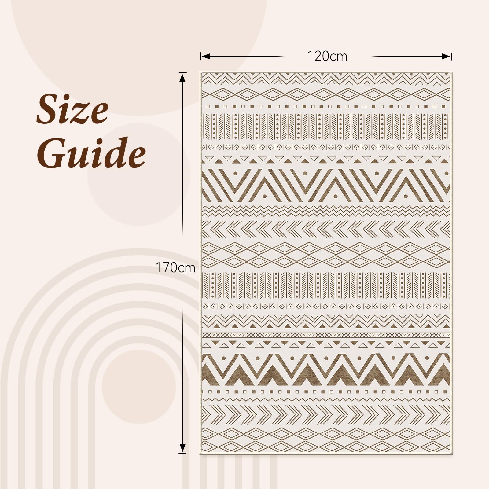 Vamcheer Tappeto Salotto Pelo Corto - Tappeti Moderni Camera da Letto Grandi Dimensioni,Tappeto Cucina Antiscivolo Lavabile,Tappeto esterno Palestra,Ufficio,Corridoio,120X170 Beige