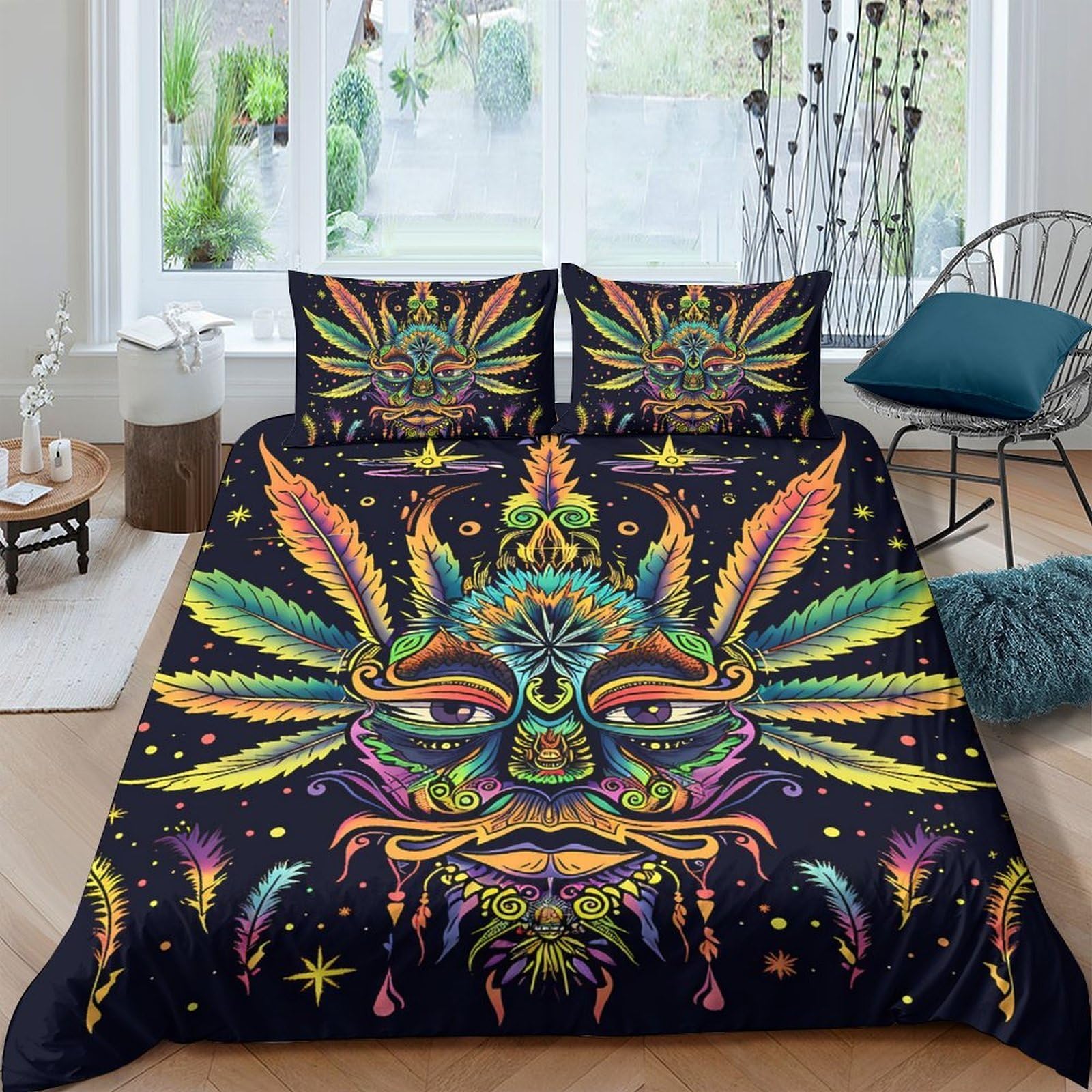 Ctjqhvkz Style-1 3D Printed Psychedelic Sun Fitted Sheet Microfiber Soft Colorful Boho Face Mattress Cover For Bedroom Dorm Decor Single（135X200cm）