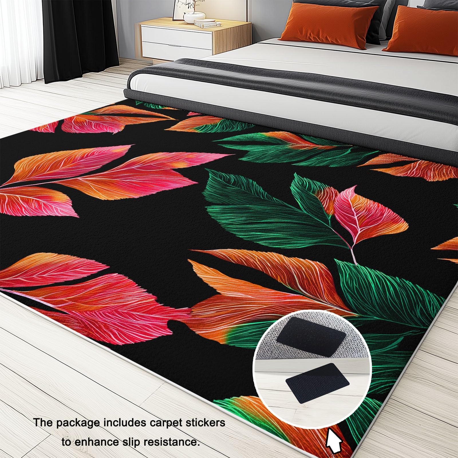 Générique Tapis de Chambre Feuilles De Plantes Tropicales 80x150cm Tapis Salon Grand Antidérapant Lavable, Moquette Décoratifs pour Maison Super Doux et Durable