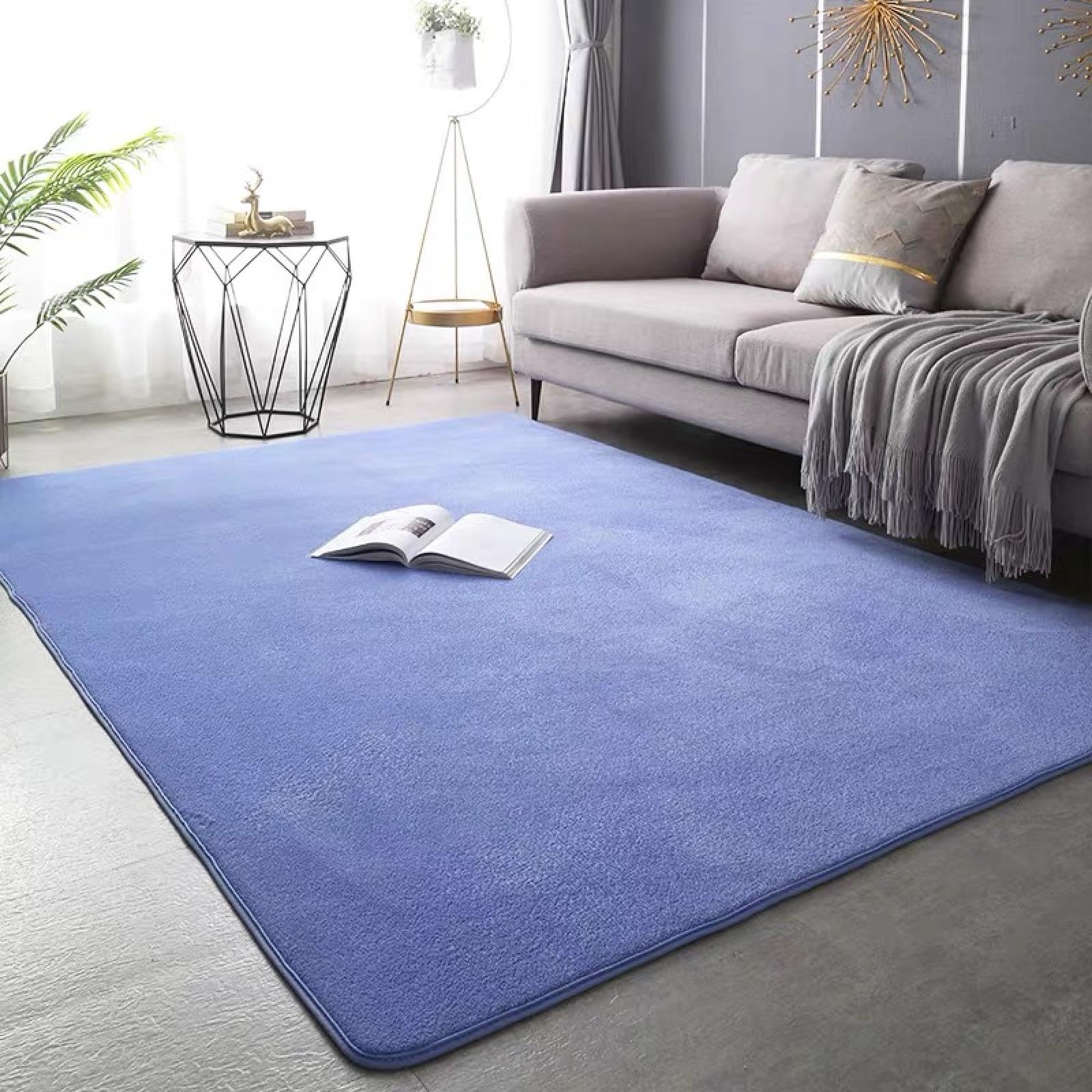 Tapis de salon bleu en velours corail 100x150 couverture de lit et deco