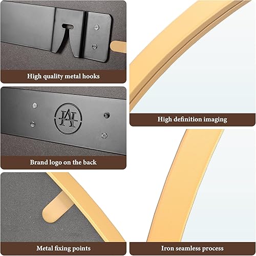 Miniatura 4 de Arcus Home Espejos de baño para pared de 24 x 36 pulgadas, marco de hierro con recubrimiento de polvo negro, espejo de pared rectangular grande y