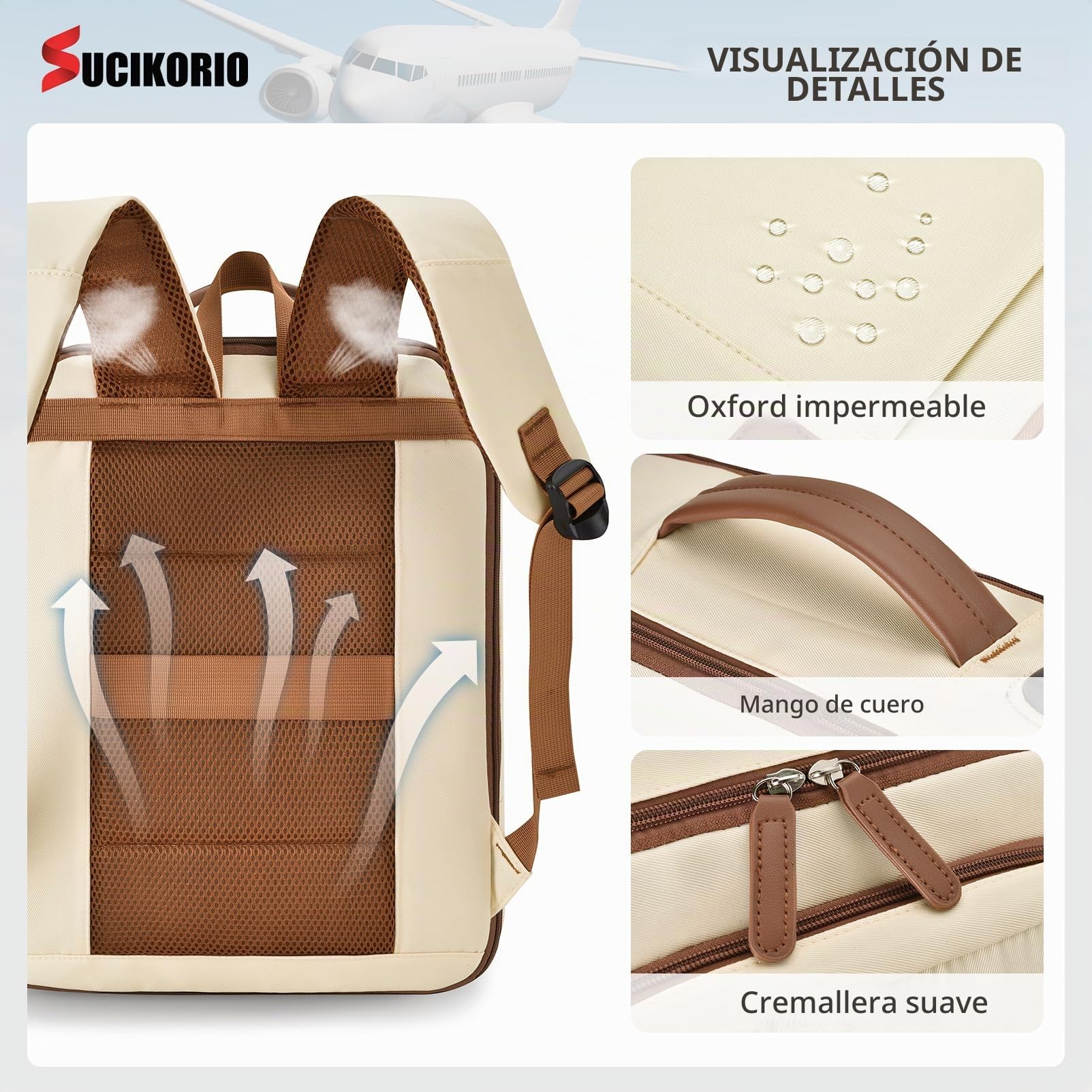 40x30x15cm British Airways Air France Expansible 10cm 40x30x25cm Eurowings Mochila Viaje Cabina Avion, Impermeable Mochilas Equipaje de Mano Mochila Ordenador Portatil 15,6 Pulgadas