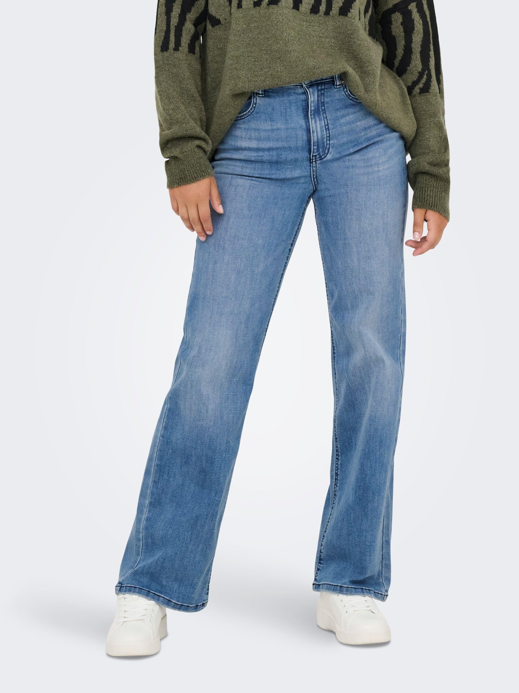 ONLY Damen Jeans Mit Weitem Bein Onljuicy-wauw Hw Wide DNM Gua113
