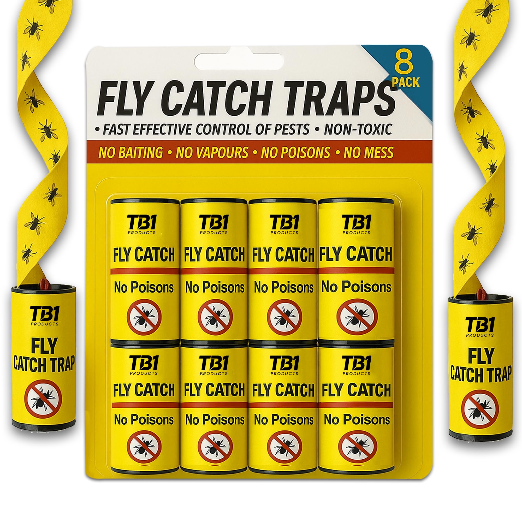 TB1 Products 32 Indoor Sticky Insect Traps – Catch Flies, Gnats & Moths Near Plants, Waste Bins or Counters | Scent-Free, No-Zap Fly Paper Strips for Home Pest Prevention