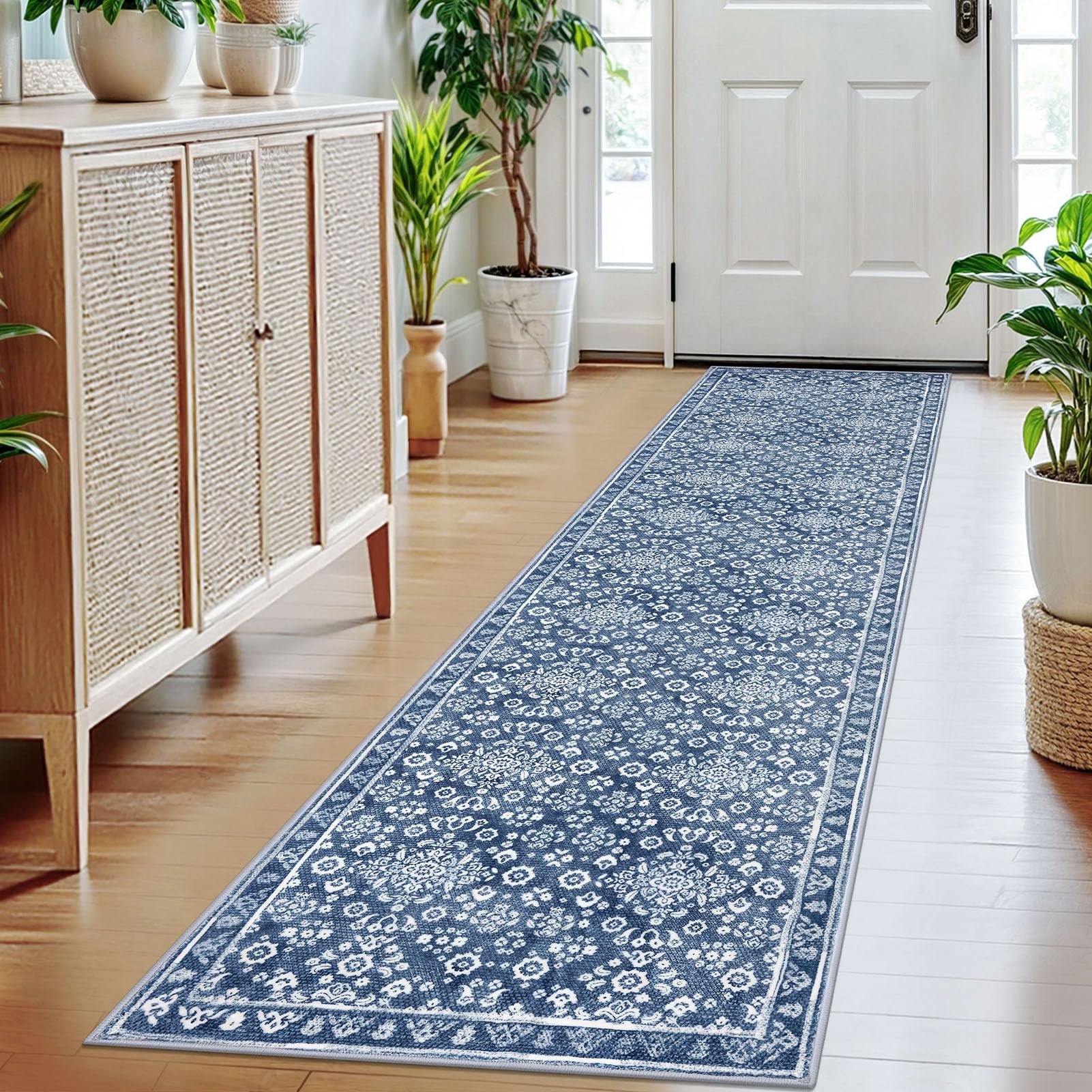 SILOLOOM Washable Vintage Runner, 5.3 x 20.3 cm, Non-Slip, for Hallway, Hallway, Super Soft, Printed, Faux Wool, Thin Rug Runner for Entrance, Laundry, Bedroom โ image 1