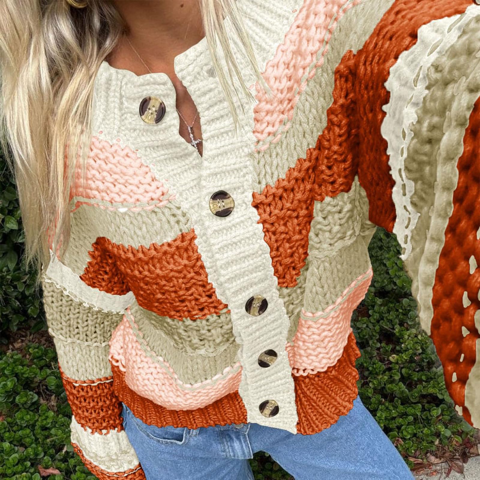 Strickjacke Damen Kurz Grobstrickjacke Puffärmel Übergangsjacke Casual
