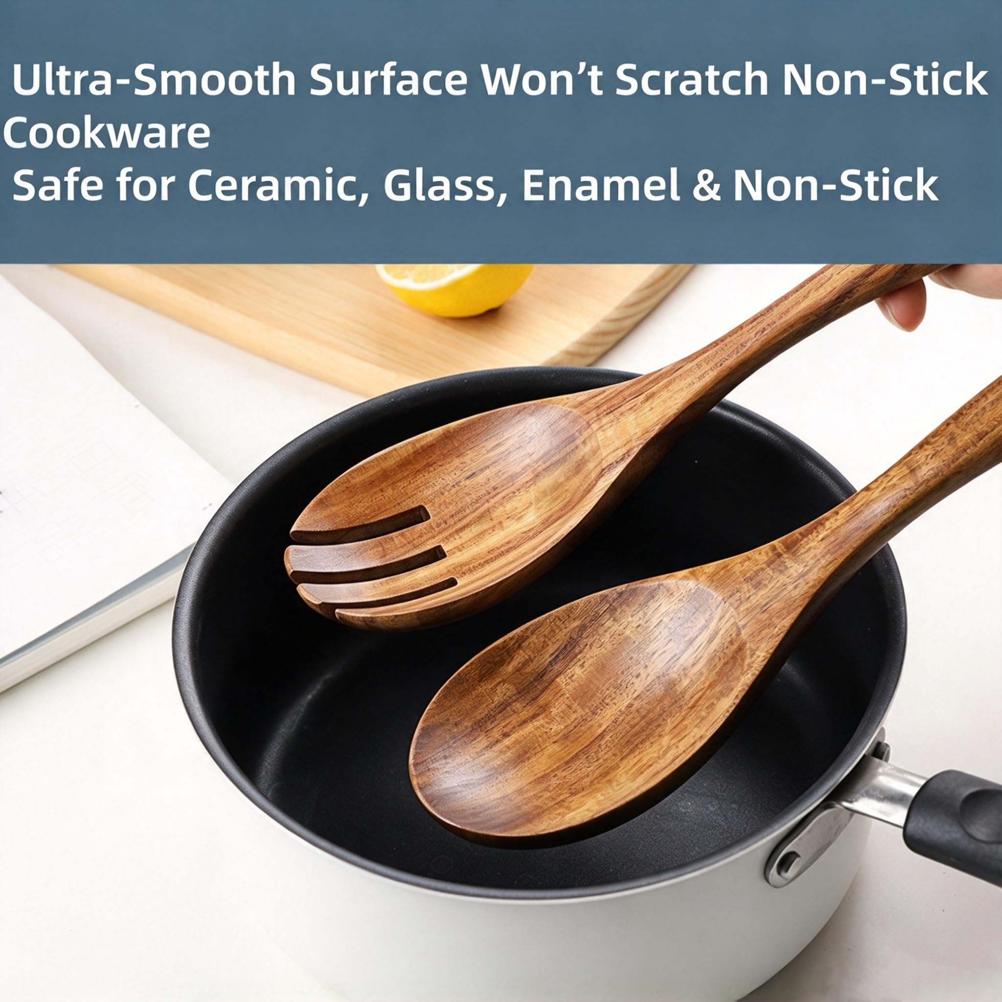 Acacia Wood Salad Tongs - 2 Piece Set -4