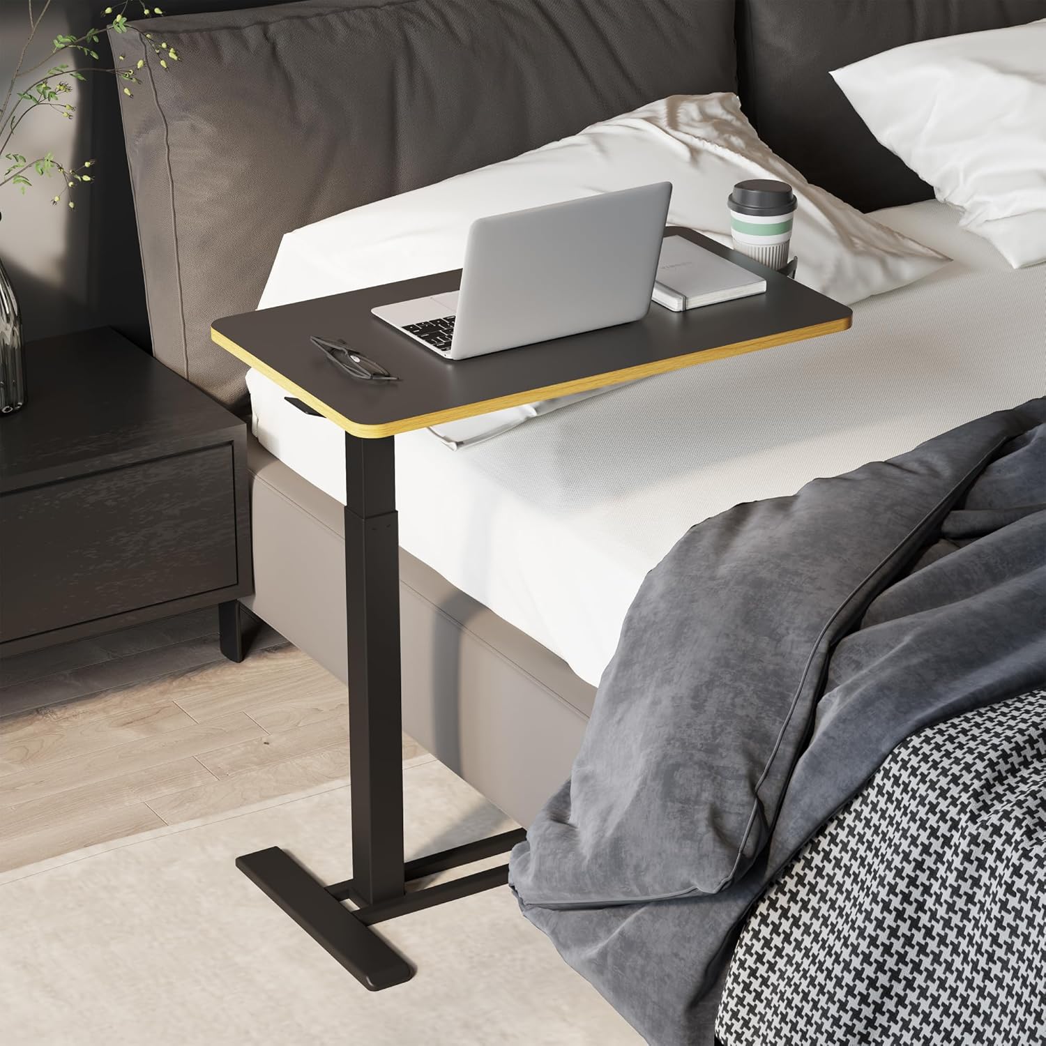 SANODESK Mobile Standing Desk used over a bed